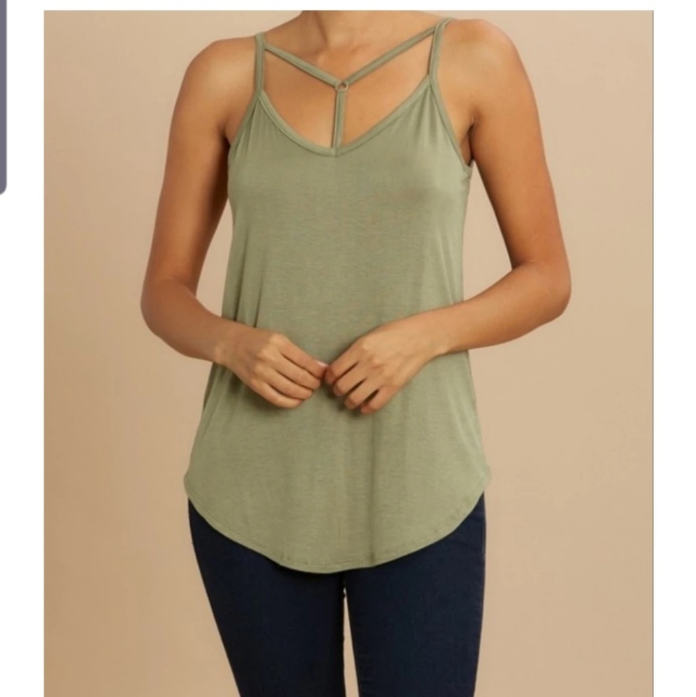 Basic T strap Tank-GREEN TEA GREEN